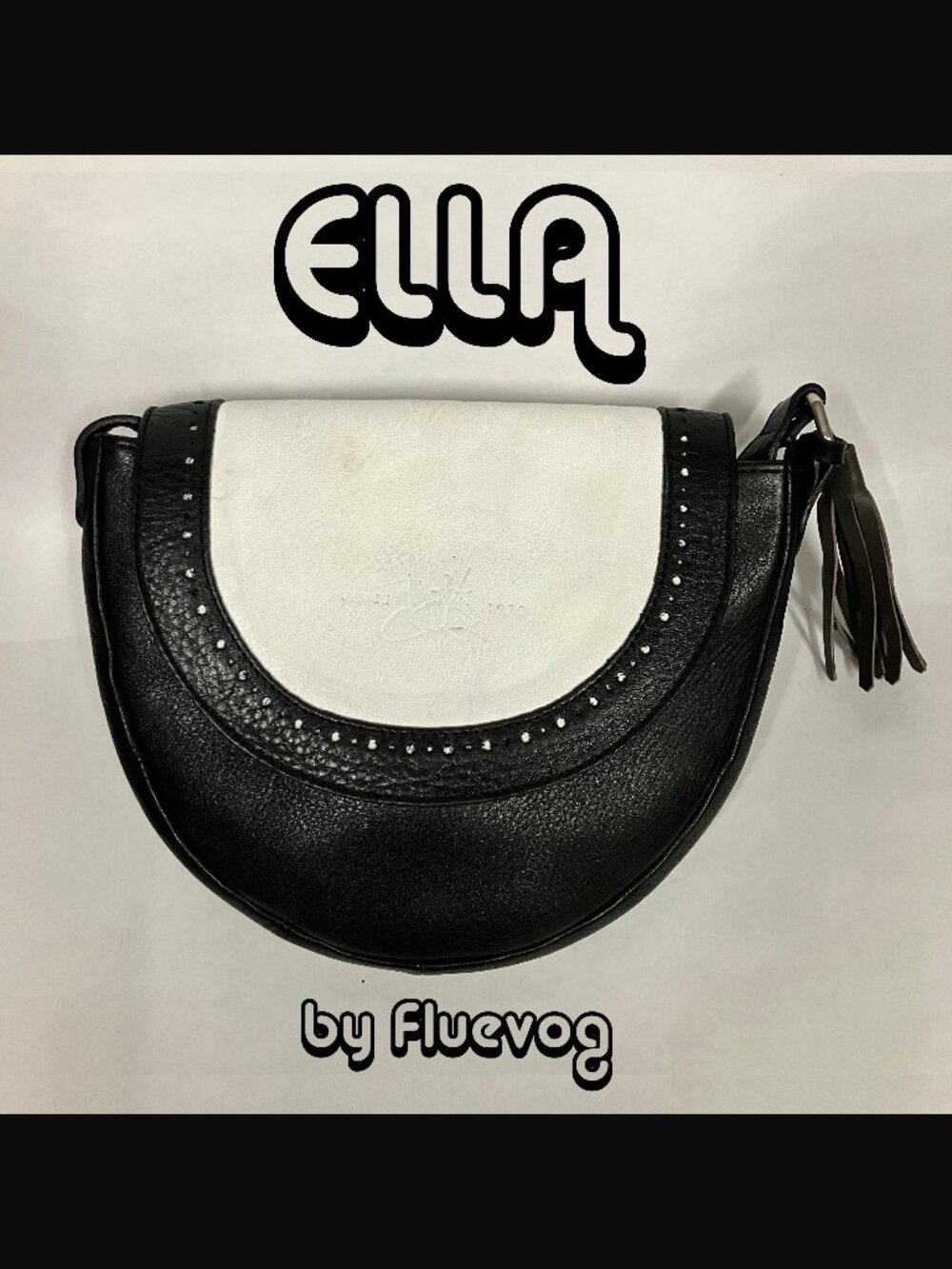 *BARELY USED* 2013 Fluevog Bag ELLA Crossbody Bag Black & White, Leather!
